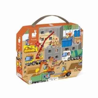 Janod Puzzle Na stavbě 36 dílků (Puzzle Na stavbě v kufříku Janod )