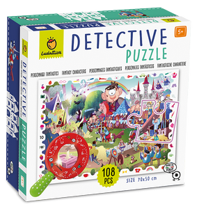 Ludattica detektivní puzzle s lupou Pohádkové postavy - 108 dílů (Detektivní puzzle s lupou Pohádkové postavy )