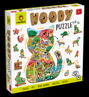 Ludattica dřevěné puzzle Domácí zvířátka - 48 dílů (Dřevěné puzzle Ludattica Domácí zvířátka )