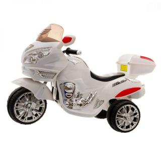 Dětská elektrická motorka- tříkolka vč. nabíječky, bílá, 6 melodií, od 37 měsíců