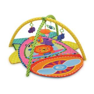 Dětská měkká tepelně izolovaná hrací deka s hrazdičkami a hračkami barevná
