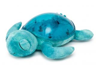 Dětské plyšové zvířátko želva s projektorem podmořského světa, tyrkysová (aqua), 27 cm modrá