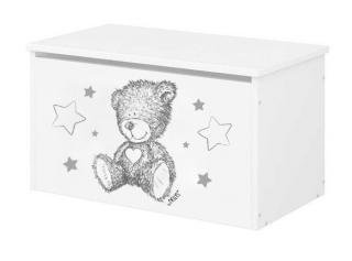 Dřevěný úložný box na hračky velký dřevěný Teddy Star, 70x40x40 cm