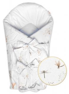 Klasická dětská bavlněná zavinovačka na zavazování, vážka bílá, 75x75 cm