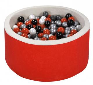 Suchý bazének s míčky do dětského pokojíčku + 200 míčků, červený, průměr 90 cm
