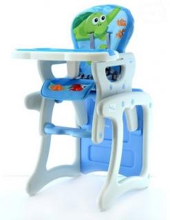 Židlička na krmení pro miminka od 6 měsíců + stolek 2v1, modrý oceán