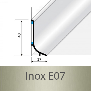 Hliníková soklová lišta Q63  40 mm | E07 Inox  (270 cm)