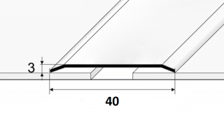 NEREZ Přechodový profil 40 mm, tl. 1,2 mm, plochý - nevrtaný Barva dekoru: NEREZ kartáčovaná F8G, Délka lišty: 100 cm