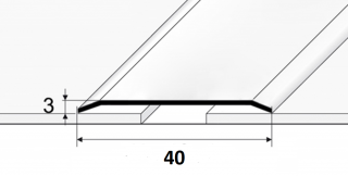 NEREZ Přechodový profil 40 mm, tl. 1,2 mm, plochý - nevrtaný Barva dekoru: NEREZ kartáčovaná F8G, Délka lišty: 250 cm