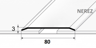 NEREZ Přechodový profil 80 mm, tl. 1,5 mm, plochý - nevrtaný Barva dekoru: NEREZ kartáčovaná F8G, Délka lišty: 100 cm