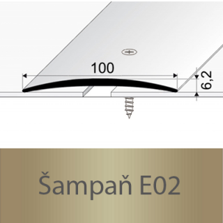 PROFIL Team - Přechodový profil 100 mm, oblý - šroubovací Barva dekoru: šampaň E02, Délka lišty: 100 cm