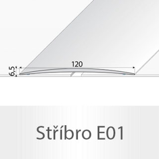 PROFIL Team - Přechodový profil 120 mm, oblý - samolepící Barva dekoru: stříbro E01, Délka lišty: 100 cm