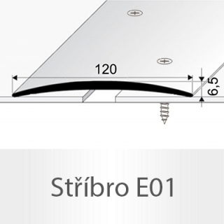 PROFIL Team - Přechodový profil 120 mm, oblý - šroubovací Barva dekoru: stříbro E01, Délka lišty: 100 cm