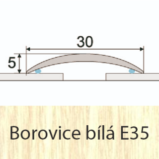 PROFIL Team - Přechodový profil 30 mm, oblý - samolepící Barva dekoru: borovice bílá E35, Délka lišty: 270 cm ( doprodej - konec výroby)