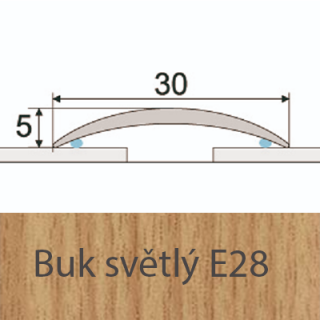 PROFIL Team - Přechodový profil 30 mm, oblý - samolepící Barva dekoru: buk světlý E28, Délka lišty: 270 cm