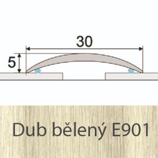 PROFIL Team - Přechodový profil 30 mm, oblý - samolepící Barva dekoru: dub bělený E901, Délka lišty: 270 cm