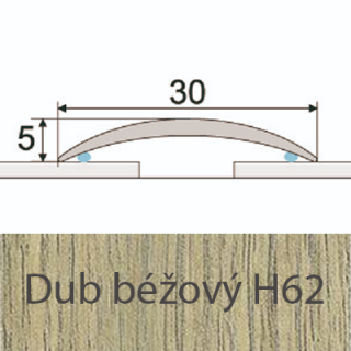 PROFIL Team - Přechodový profil 30 mm, oblý - samolepící Barva dekoru: dub béžový H62, Délka lišty: 100 cm