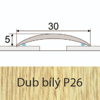 PROFIL Team - Přechodový profil 30 mm, oblý - samolepící Barva dekoru: dub bílý P26, Délka lišty: 100 cm