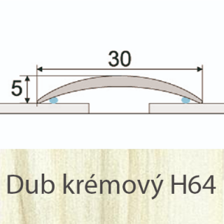 PROFIL Team - Přechodový profil 30 mm, oblý - samolepící Barva dekoru: dub krémový H64, Délka lišty: 100 cm