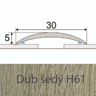 PROFIL Team - Přechodový profil 30 mm, oblý - samolepící Barva dekoru: dub šedý H61, Délka lišty: 100 cm