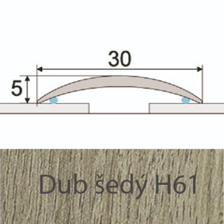 PROFIL Team - Přechodový profil 30 mm, oblý - samolepící Barva dekoru: dub šedý H61, Délka lišty: 270 cm