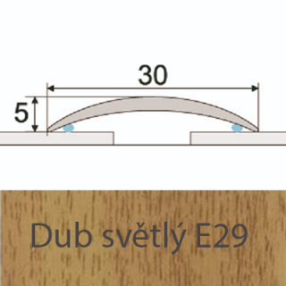 PROFIL Team - Přechodový profil 30 mm, oblý - samolepící Barva dekoru: dub světlý E29, Délka lišty: 270 cm