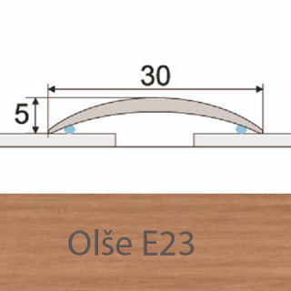 PROFIL Team - Přechodový profil 30 mm, oblý - samolepící Barva dekoru: olše E23, Délka lišty: 93 cm ( doprodej - konec výroby)