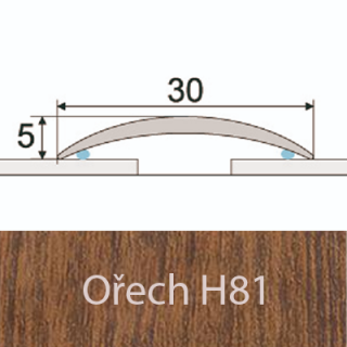 PROFIL Team - Přechodový profil 30 mm, oblý - samolepící Barva dekoru: ořech H81, Délka lišty: 270 cm ( doprodej - konec výroby)