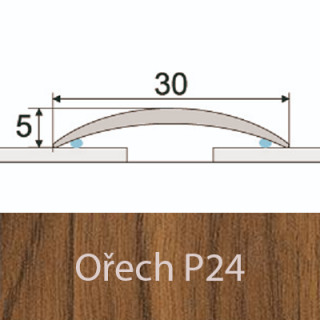 PROFIL Team - Přechodový profil 30 mm, oblý - samolepící Barva dekoru: ořech P24, Délka lišty: 100 cm