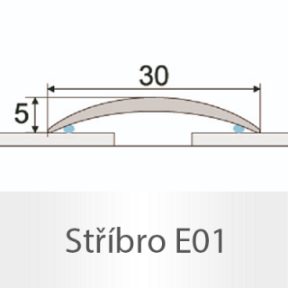 PROFIL Team - Přechodový profil 30 mm, oblý - samolepící Barva dekoru: stříbro E01, Délka lišty: 270 cm