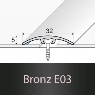 PROFIL Team - Přechodový profil 32 mm, oblý - narážecí Barva dekoru: bronz E03, Délka lišty: 270 cm