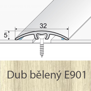 PROFIL Team - Přechodový profil 32 mm, oblý - narážecí Barva dekoru: dub bělený E901, Délka lišty: 270 cm