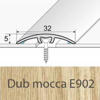 PROFIL Team - Přechodový profil 32 mm, oblý - narážecí Barva dekoru: dub mocca E902, Délka lišty: 270 cm