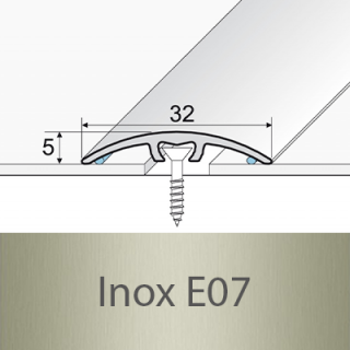 PROFIL Team - Přechodový profil 32 mm, oblý - narážecí Barva dekoru: inox E07, Délka lišty: 270 cm