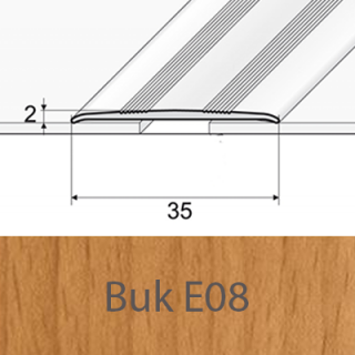 PROFIL Team - Přechodový profil 35 mm, plochý - samolepicí Barva dekoru: buk E08, Délka lišty: 270 cm