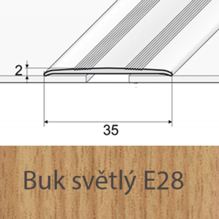 PROFIL Team - Přechodový profil 35 mm, plochý - samolepicí Barva dekoru: buk světlý E28, Délka lišty: 270 cm
