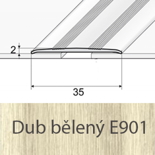 PROFIL Team - Přechodový profil 35 mm, plochý - samolepicí Barva dekoru: dub bělený E901, Délka lišty: 270 cm
