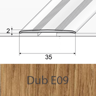 PROFIL Team - Přechodový profil 35 mm, plochý - samolepicí Barva dekoru: dub E09, Délka lišty: 270 cm