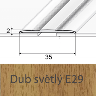 PROFIL Team - Přechodový profil 35 mm, plochý - samolepicí Barva dekoru: dub světlý E29, Délka lišty: 270 cm