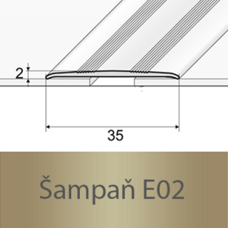PROFIL Team - Přechodový profil 35 mm, plochý - samolepicí Barva dekoru: šampaň E02, Délka lišty: 270 cm