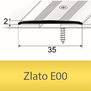 PROFIL Team - Přechodový profil 35 mm, plochý - šroubovací Barva dekoru: zlato E00, Délka lišty: 270 cm