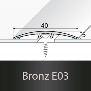 PROFIL Team - Přechodový profil 40 mm, oblý - narážecí Barva dekoru: bronz E03, Délka lišty: 270 cm