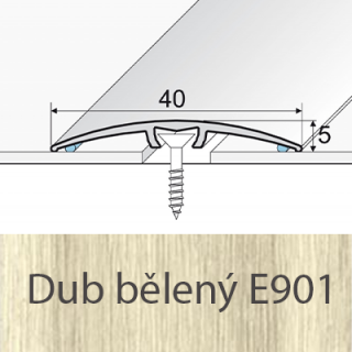 PROFIL Team - Přechodový profil 40 mm, oblý - narážecí Barva dekoru: dub bělený E901, Délka lišty: 270 cm