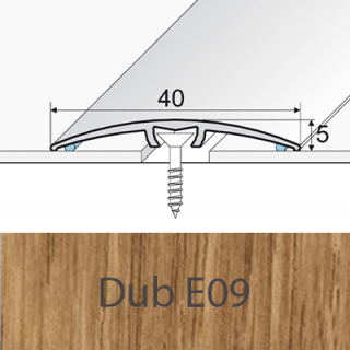 PROFIL Team - Přechodový profil 40 mm, oblý - narážecí Barva dekoru: dub E09, Délka lišty: 270 cm