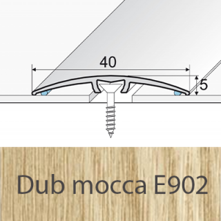 PROFIL Team - Přechodový profil 40 mm, oblý - narážecí Barva dekoru: dub mocca E902, Délka lišty: 270 cm