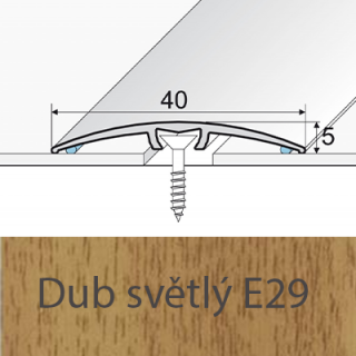 PROFIL Team - Přechodový profil 40 mm, oblý - narážecí Barva dekoru: dub světlý E29, Délka lišty: 270 cm