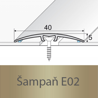 PROFIL Team - Přechodový profil 40 mm, oblý - narážecí Barva dekoru: šampaň E02, Délka lišty: 93 cm