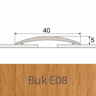 PROFIL Team - Přechodový profil  40 mm, oblý - samolepící Barva dekoru: buk E08, Délka lišty: 100 cm