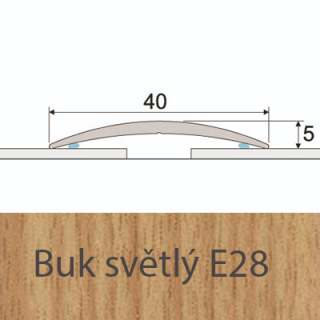 PROFIL Team - Přechodový profil  40 mm, oblý - samolepící Barva dekoru: buk světlý E28, Délka lišty: 270 cm