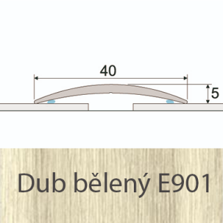 PROFIL Team - Přechodový profil  40 mm, oblý - samolepící Barva dekoru: dub bělený E901, Délka lišty: 93 cm